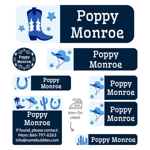 sleepaway labels pack western blue