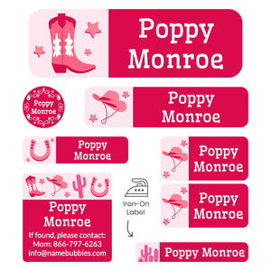 sleepaway labels pack western pink