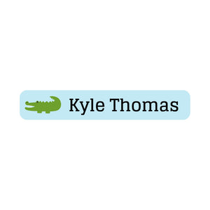 slim rectangle iron-on clothing labels alligator light blue