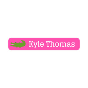 slim rectangle iron-on clothing labels alligator pink