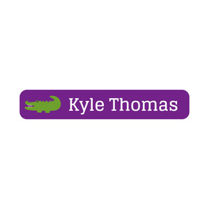 slim rectangle iron-on clothing labels alligator purple