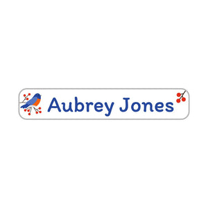 slim rectangle iron-on name stickers in bluebird