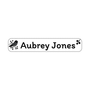 slim rectangle iron-on name stickers in raven