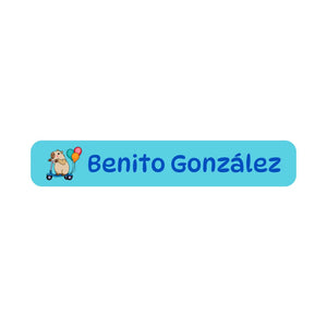 slim rectangle iron-on clothing labels capybara blue