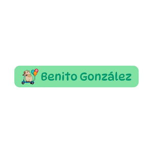 slim rectangle iron-on clothing labels capybara green