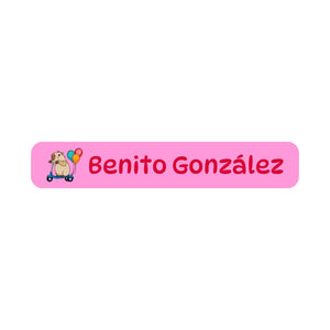 slim rectangle iron-on clothing labels capybara pink