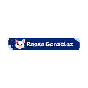 cats dark blue slim rectangle iron-on clothing labels