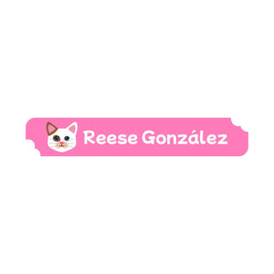 cats pink slim rectangle iron-on clothing labels