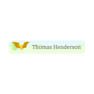 slim rectangle iron-on clothing labels dinosaurs green