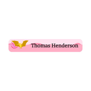 slim rectangle iron-on clothing labels dinosaurs pink