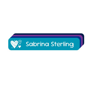slim rectangle iron-on clothing labels doodle hearts night sky