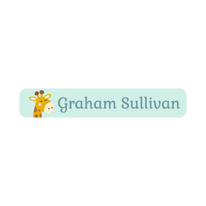 slim rectangle iron-on clothing labels giraffe green