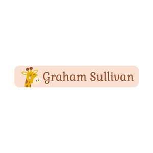 slim rectangle iron-on clothing labels giraffe tan