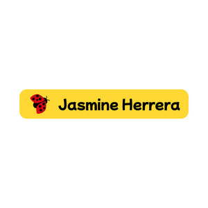 slim rectangle iron-on clothing labels ladybug yellow