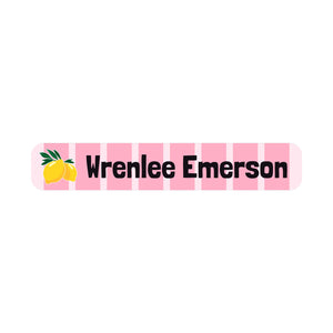 slim rectangle iron-on clothing labels lemons pink