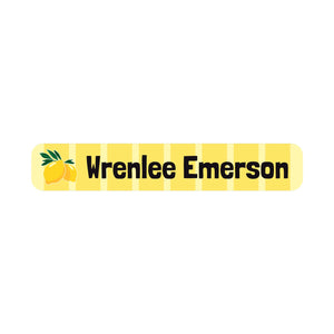 slim rectangle iron-on clothing labels lemons yellow