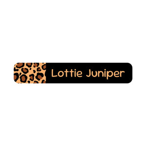 slim rectangle iron-on clothing labels leopard print classic