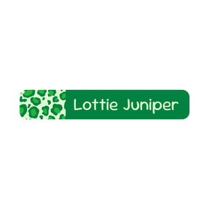 slim rectangle iron-on clothing labels leopard print green