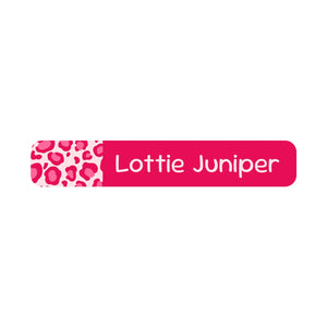 slim rectangle iron-on clothing labels leopard print pink