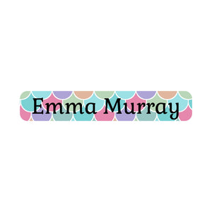 slim rectangle iron-on clothing labels mermaid pattern rainbow