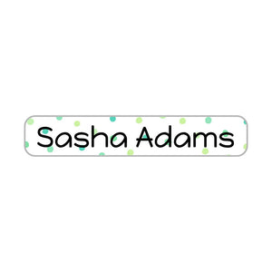 kids' slim rectangle iron-on labels in pom pom green