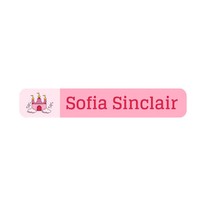 slim rectangle iron-on clothing labels princess pink