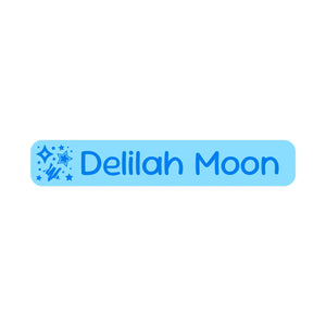 slim rectangle iron-on clothing labels stars blue