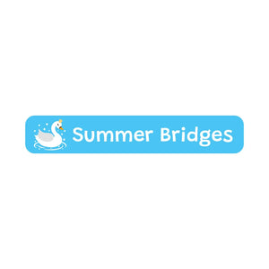 slim rectangle iron-on clothing labels swan bright blue
