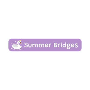 slim rectangle iron-on clothing labels swan lavender