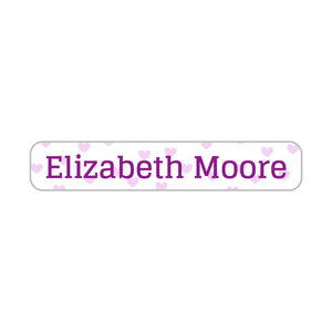 slim rectangle iron-on clothing labels sweetheart white purple