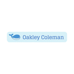 whale blue slim rectangle iron-on clothing labels