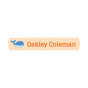 whale orange slim rectangle iron-on clothing labels