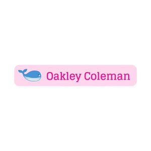 whale pink slim rectangle iron-on clothing labels