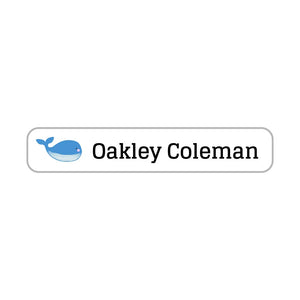 whale white slim rectangle iron-on clothing labels