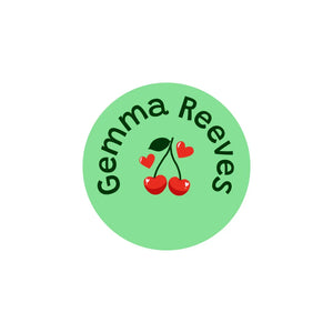circle clothing name labels cherries solid green