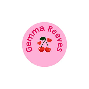 circle clothing name labels cherries solid pink