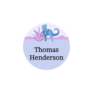 circle clothing labels dinosaurs purple