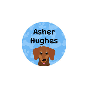 circle clothing labels dogs blue