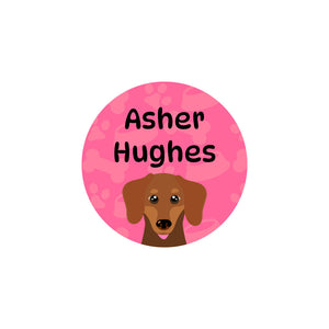 circle clothing labels dogs pink
