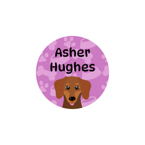 circle clothing labels dogs purple