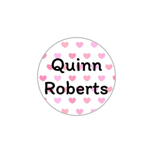 circle clothing labels hearts pink