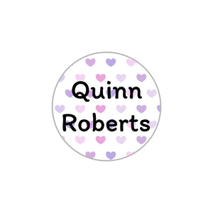 circle clothing labels hearts purple