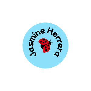 circle clothing labels ladybug sky blue
