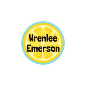 circle clothing labels lemons blue