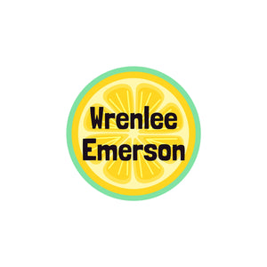 circle clothing labels lemons green