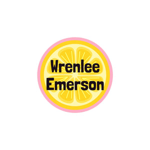 circle clothing labels lemons pink