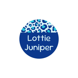 circle clothing labels leopard print blue