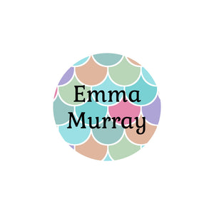 circle iron-on clothing labels mermaid pattern rainbow