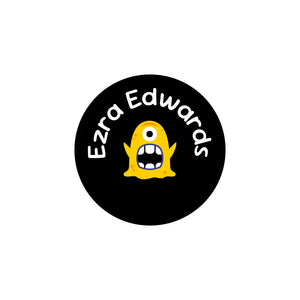 circle clothing labels monsters black