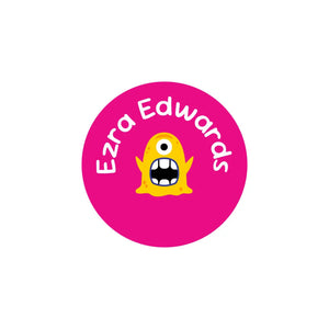 circle clothing labels monsters pink